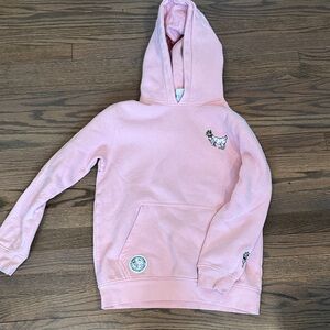 Kids Pink Hoodie with Embroidered Dog